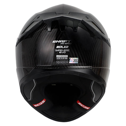 Casco moto Shaft pro 620c evo fibra de carbono integral solid 3k carbon negro solido