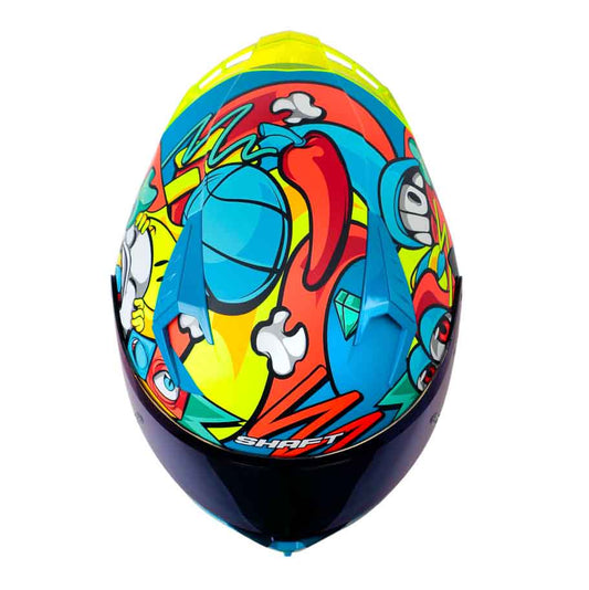 CASCO MOTO SHAFT 526SP EVO WEIRD AZUL INTEGRAL