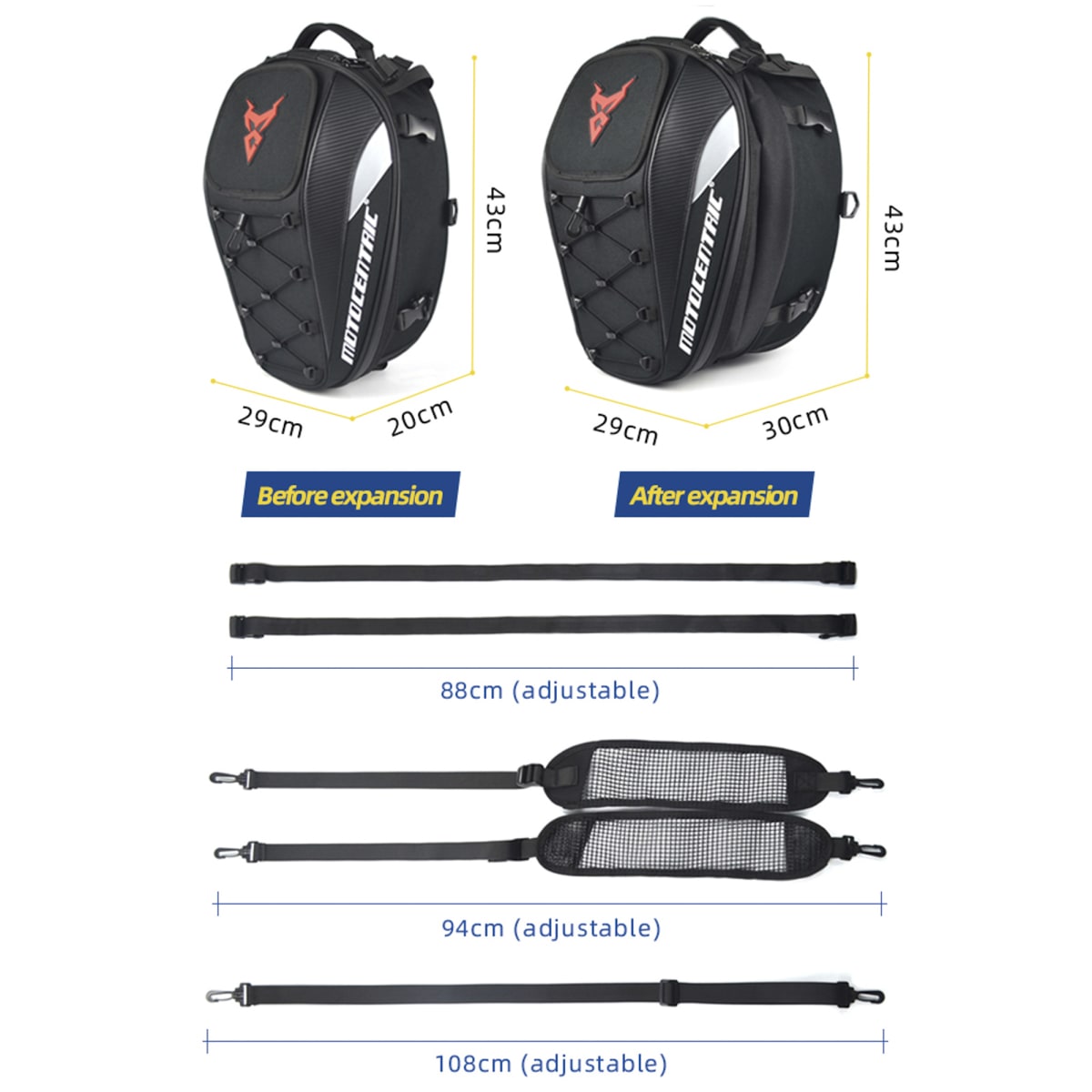 Bolso de cola para moto motocentric expandilbe de 15 a 25 litros 11-mc-0102