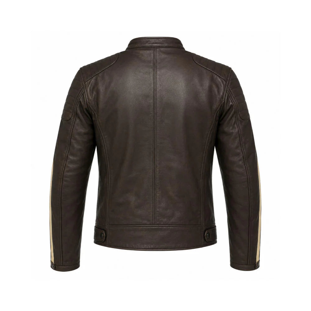 Chaqueta Moto Cuero Cafe Racer Kmz