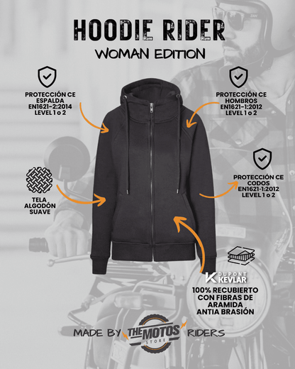 Poleron con protecciones  «REBEL LADY HOODIE RIDER»