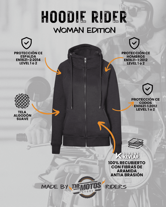 Poleron con protecciones  «REBEL LADY HOODIE RIDER»