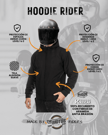 Poleron con protecciones  «REBEL HOODIE RIDER»