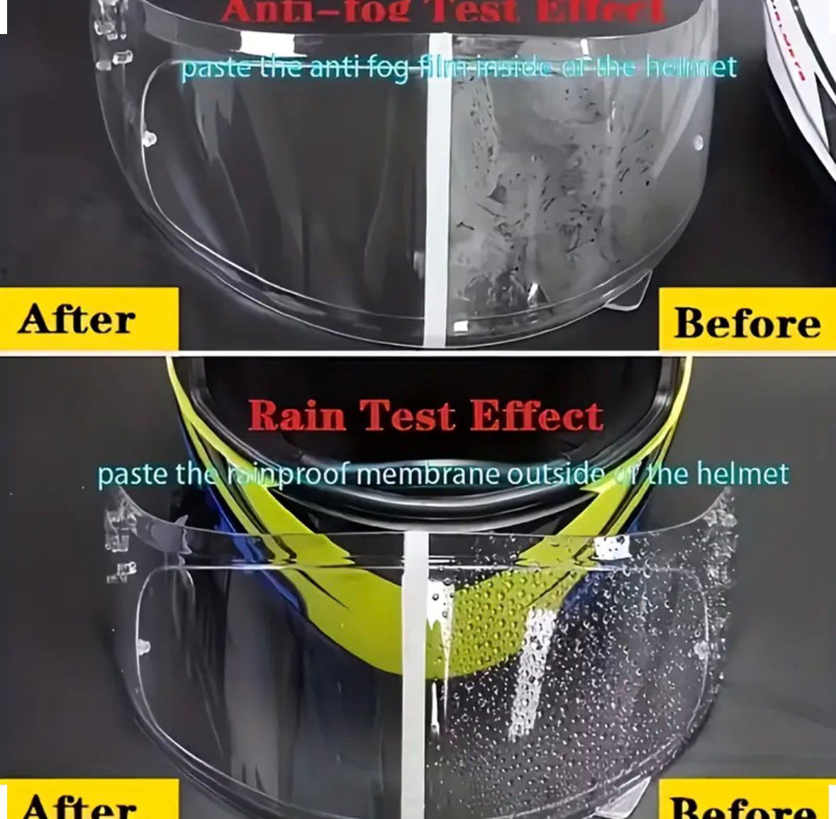 kit Laminas anti fog (anti empañamiento) y Rainproof (anti lluvia) para casco moto universal