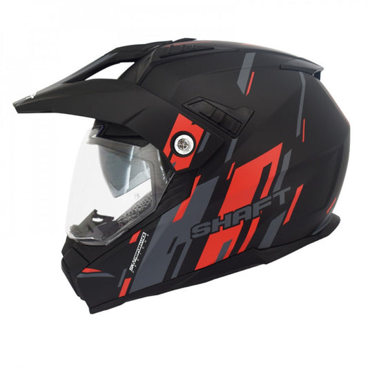 Casco moto Shaft mx-380 multipropósito shake negro rojo con visor para sol