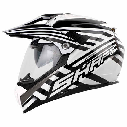 Casco moto Shaft mx-380 multipropósito shake negro blanco con visor para sol