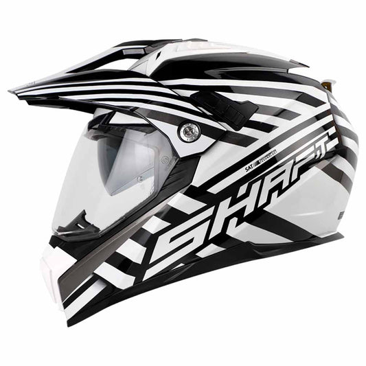 Casco moto Shaft mx-380 multipropósito shake negro blanco con visor para sol