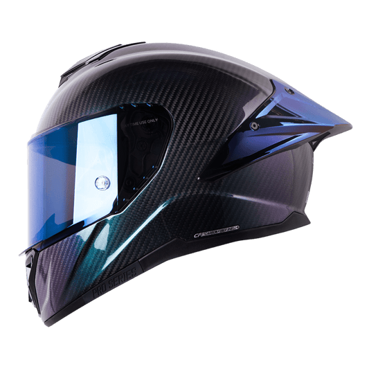 Casco moto Shaft pro 620c Camaleon Blue fibra carbono