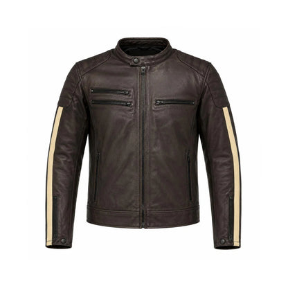 Chaqueta Moto Cuero Cafe Racer  Kmz