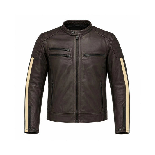 Chaqueta Moto Cuero Cafe Racer  Kmz